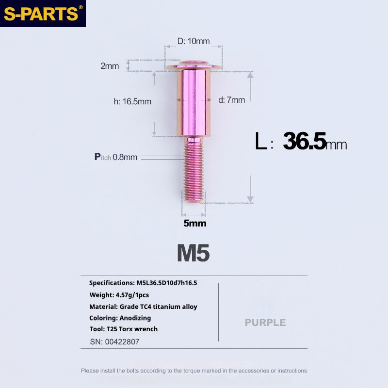 SPARTS A3 Umbrella Head Step Series M5 Viti in titanio viola per motociclette e auto