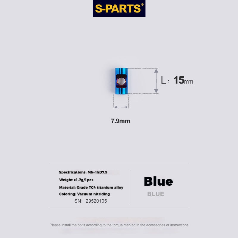 S-PARTS Parafusos de Titânio M5 x 30/35/40/47mm & Porca Cilíndrica & Arruela para Canote de Selim de Bicicleta