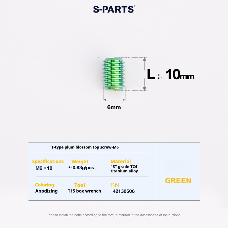 SPARTS Outil de Plombier en T T15 Fil supérieur plat M6 L08-10-12-16 Vis en titane