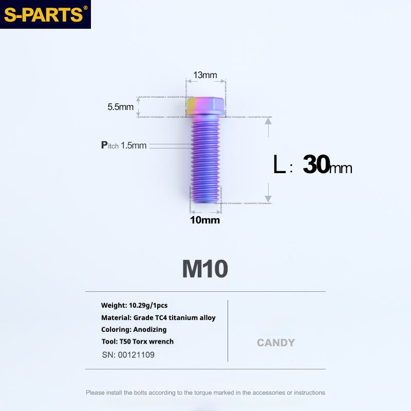 SPARTS A3 Serie M10 L20-60mm D13 P1.5-P1.25Titanio Viti Moto Auto