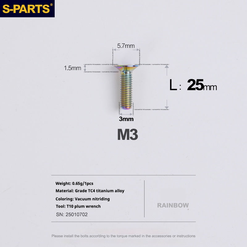 Viti in lega di titanio SPARTS serie svasata M3 L06-30mm