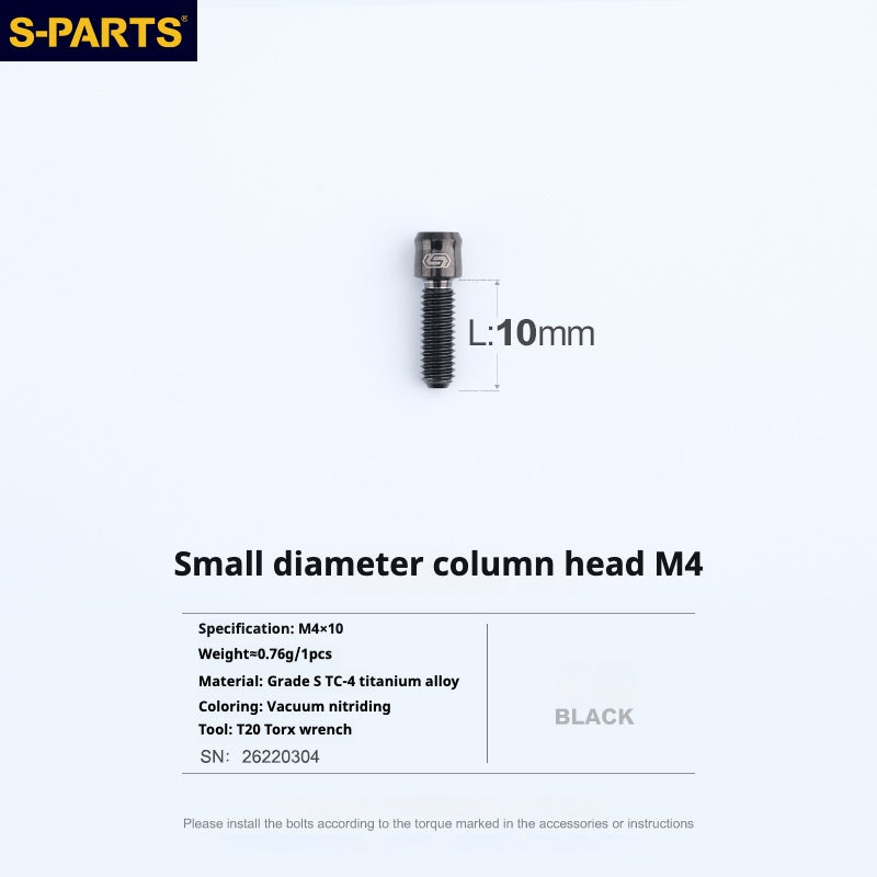 S-PARTS Série Small Column Head M4 L06-50mm Support de guidon Réglage fixe de la course de frein Vis en titane