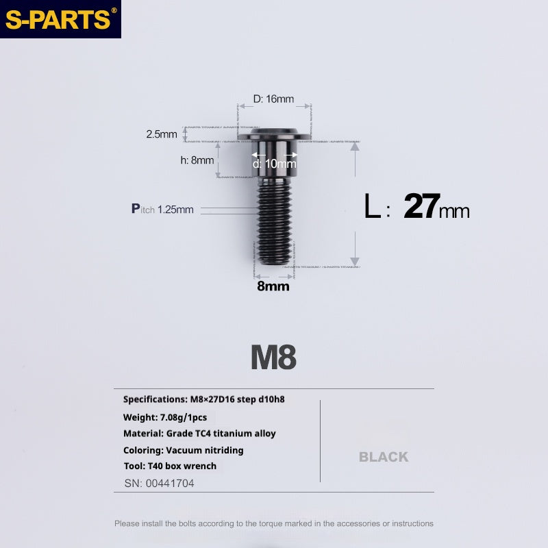 SPARTS A3 Umbrella Head Step Series M8 Viti in titanio nero per motociclette e auto