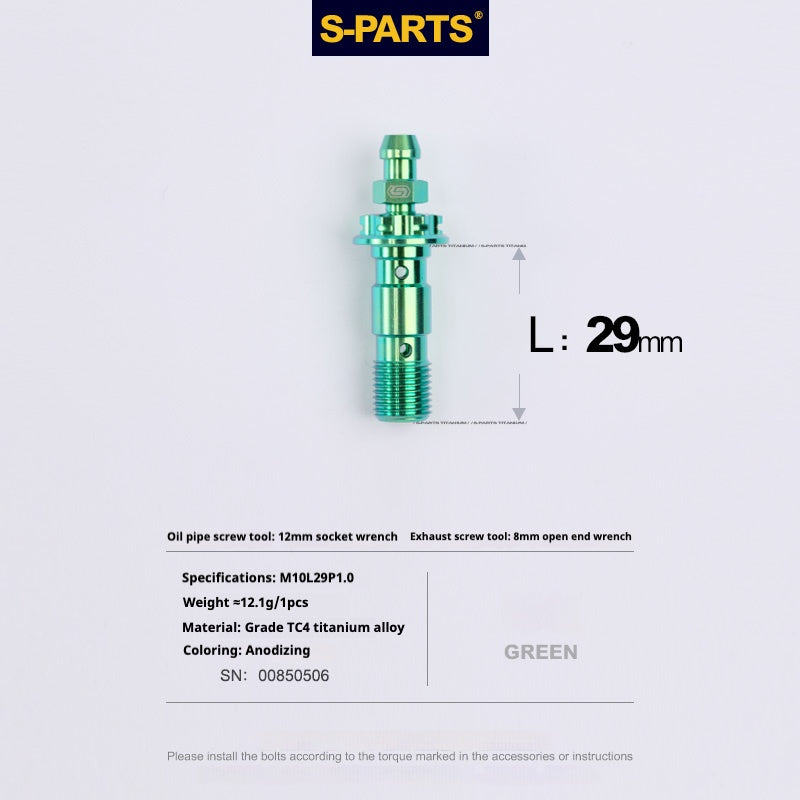 SPARTS Doppio bullone banjo in titanio M10 L29MM con kit di nipplo di spurgo