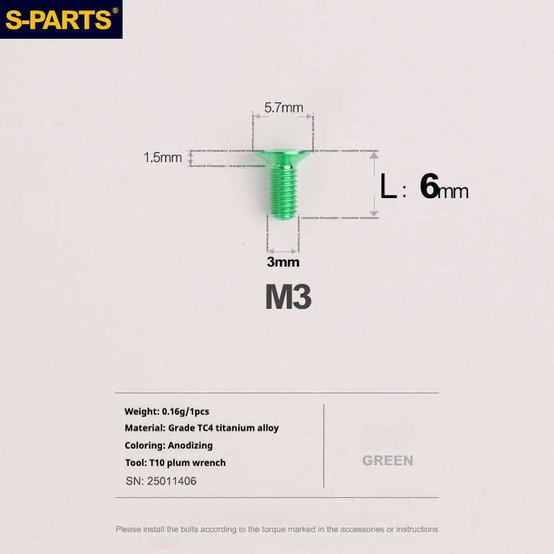 Viti in lega di titanio SPARTS serie svasata M3 L06-30mm