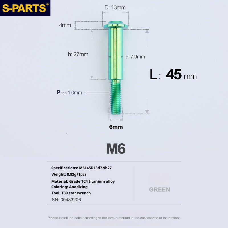 SPARTS A3 Umbrella Head Step Series M6 Viti in titanio verde per motociclette e auto