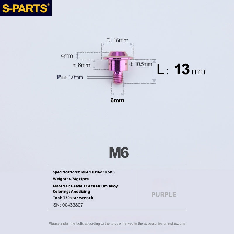 Viss SPART A3 Tête Parapluie Série Step M6 Titane Violet Moto Auto