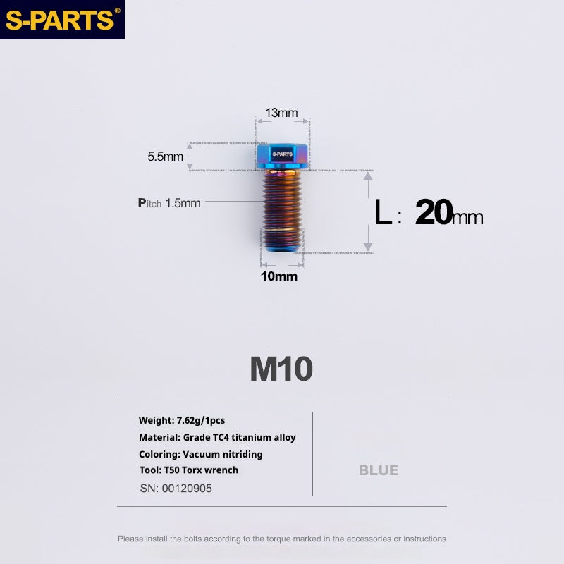 SPARTS A3 Serie M10 L20-60mm D13 P1.5-P1.25Titanio Viti Moto Auto