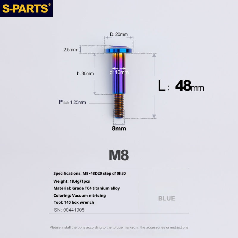 SPARTS A3 Umbrella Head Step Series M8 Viti in titanio blu per motociclette e auto