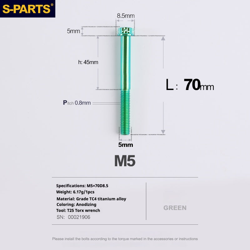 SPARTS Vis Titane Série A3 M5 L06-110mm pour Moto et Auto