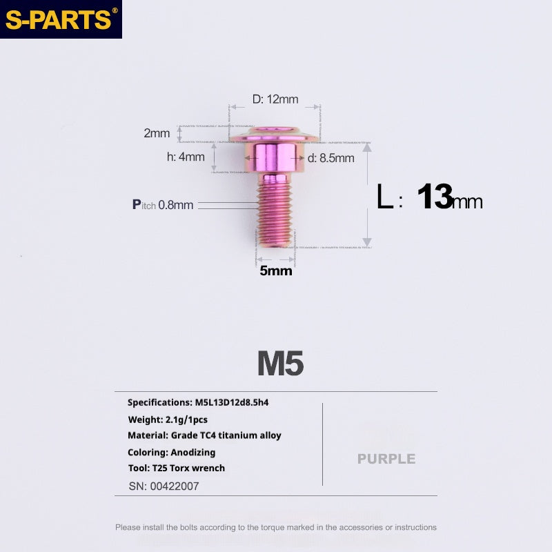 SPARTS A3 Umbrella Head Step Series M5 Viti in titanio viola per motociclette e auto