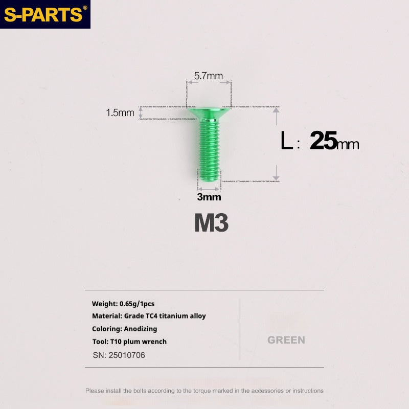 Viti in lega di titanio SPARTS serie svasata M3 L06-30mm