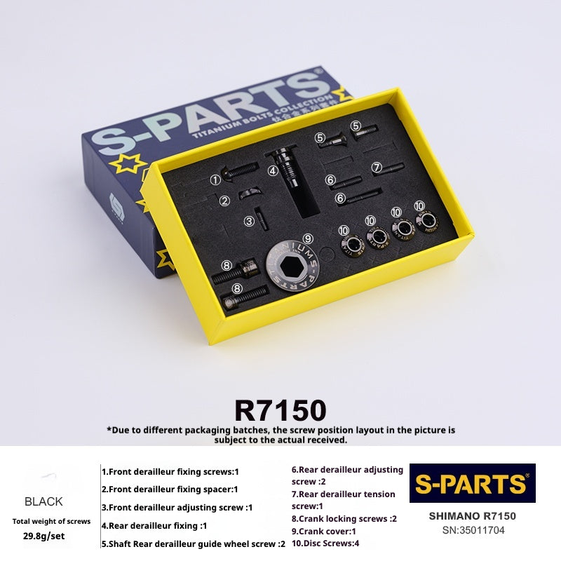 Set di viti di trasmissione del cambio in titanio S-PARTS per la serie stradale Shimano R7150