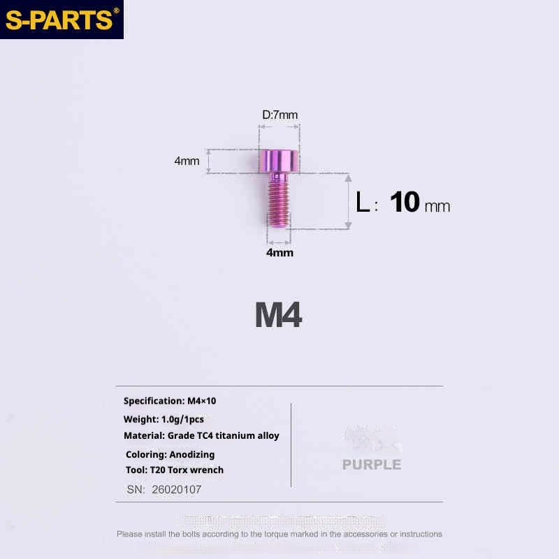 SPARTS Column Head Series M4 L06-50mm Titanium Screws