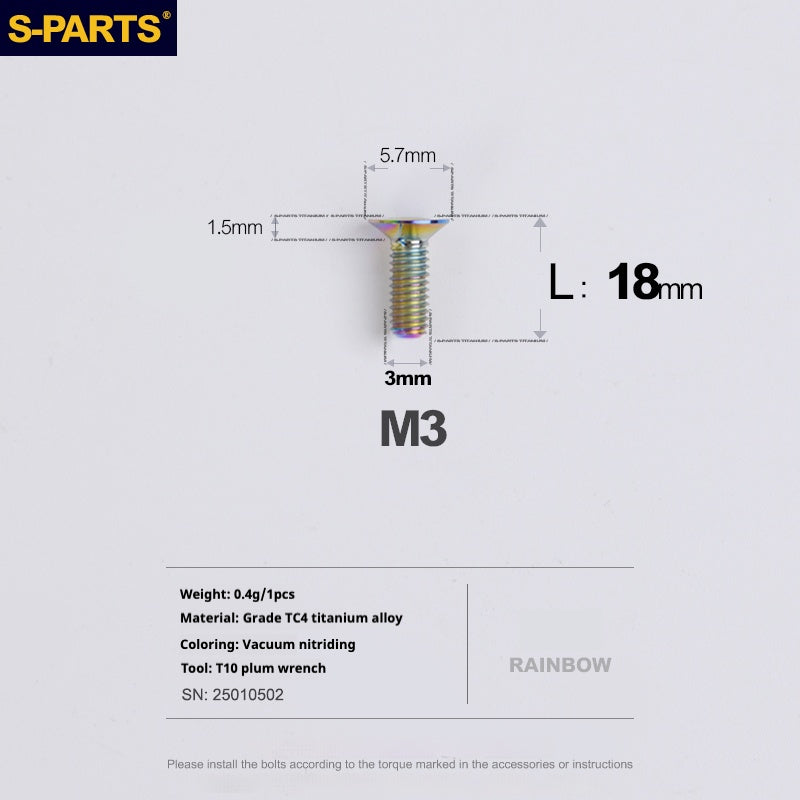 Viti in lega di titanio SPARTS serie svasata M3 L06-30mm