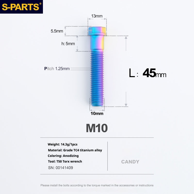 SPARTS A3 Serie M10 L20-60mm D13 P1.5-P1.25Titanio Viti Moto Auto