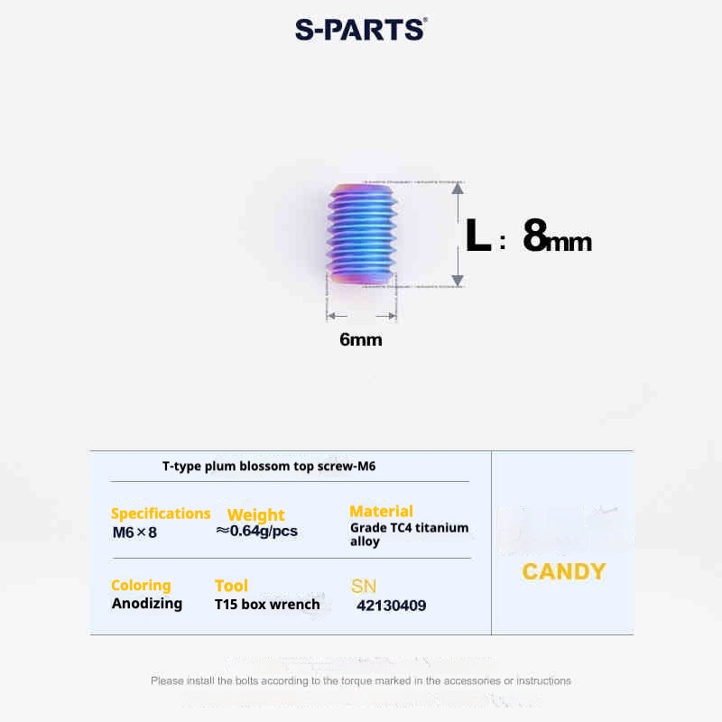 SPARTS Outil de Plombier en T T15 Fil supérieur plat M6 L08-10-12-16 Vis en titane