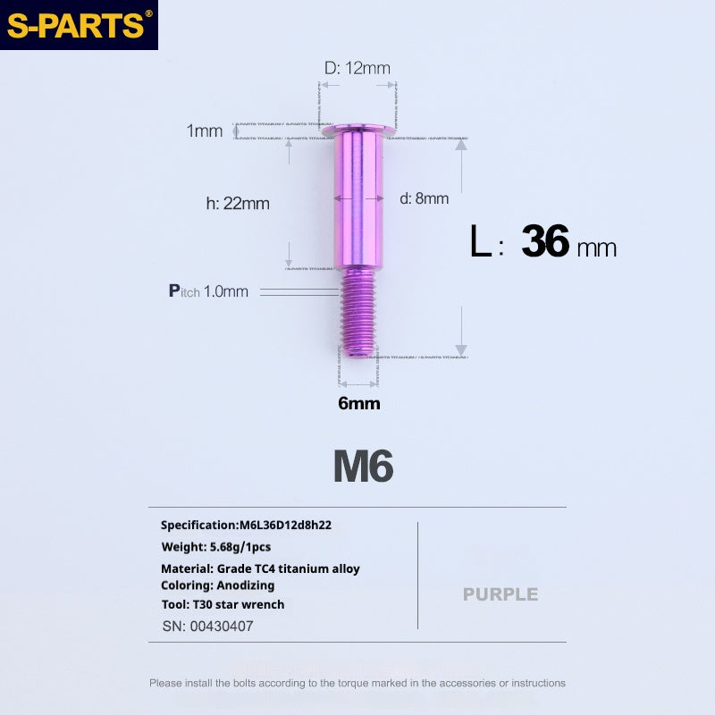 Viss SPART A3 Tête Parapluie Série Step M6 Titane Violet Moto Auto