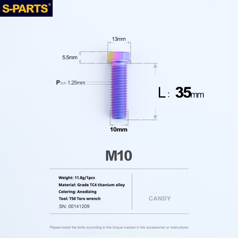 SPARTS A3 Serie M10 L20-60mm D13 P1.5-P1.25Titanio Viti Moto Auto