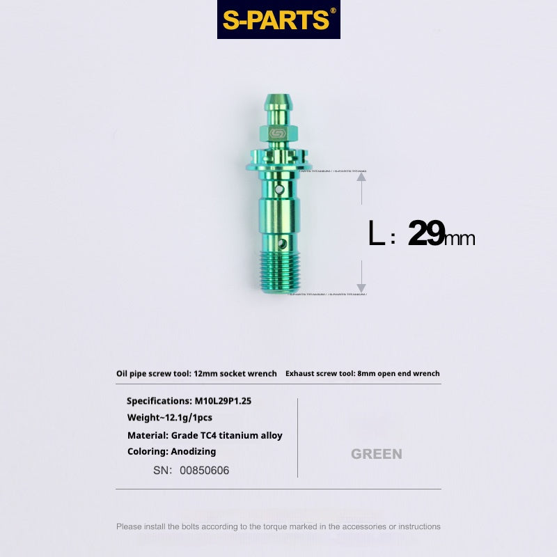 SPARTS Doppio bullone banjo in titanio M10 L29MM con kit di nipplo di spurgo