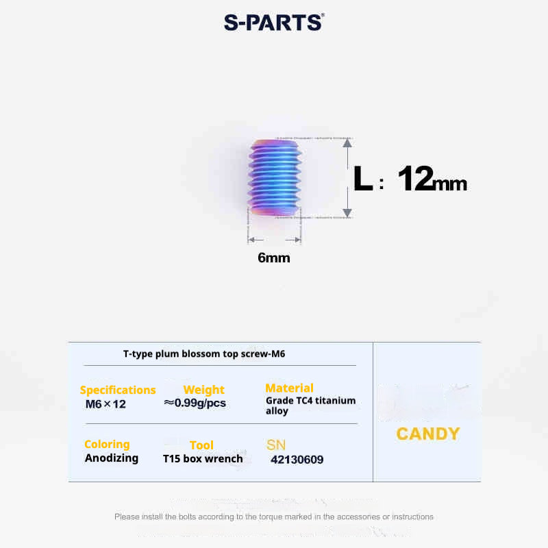 SPARTS Outil de Plombier en T T15 Fil supérieur plat M6 L08-10-12-16 Vis en titane