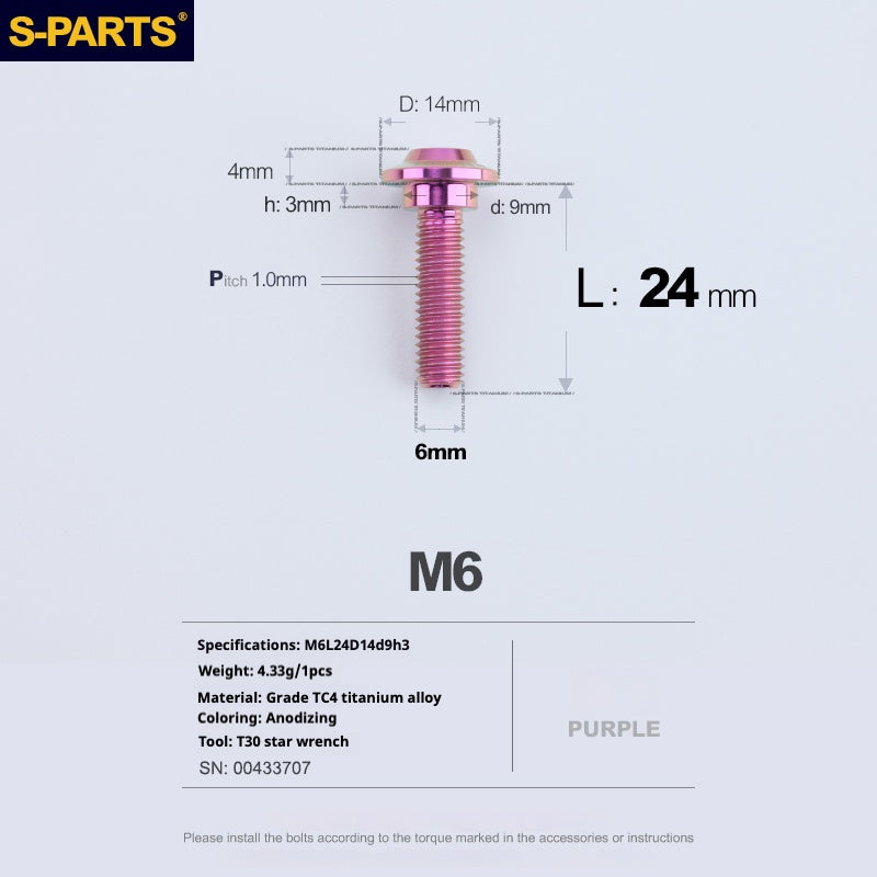 Viss SPART A3 Tête Parapluie Série Step M6 Titane Violet Moto Auto