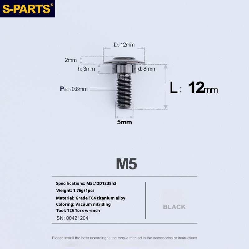 SPARTS A3 Umbrella Head Step Series M5 Viti in titanio nero per motociclette e auto