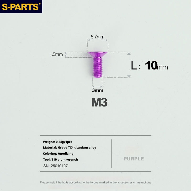 Viti in lega di titanio SPARTS serie svasata M3 L06-30mm