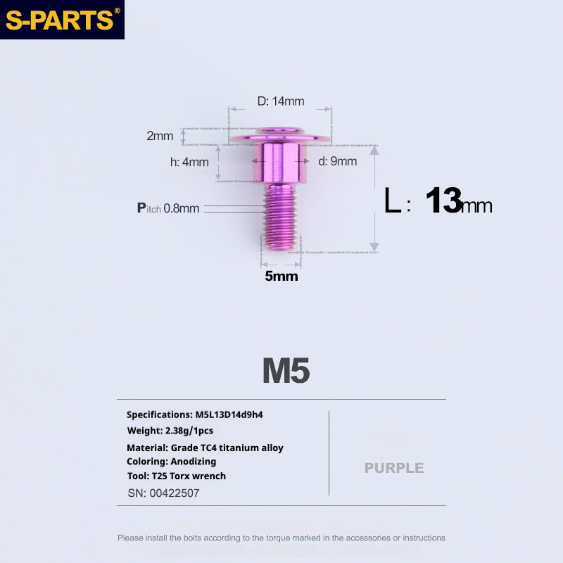 SPARTS A3 Umbrella Head Step Series M5 Viti in titanio viola per motociclette e auto