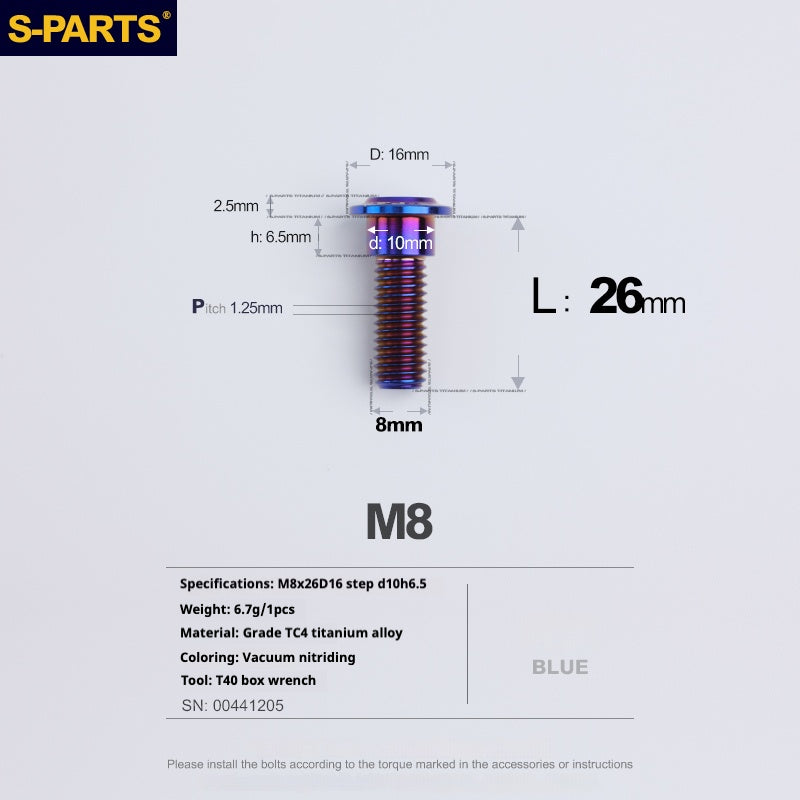 SPARTS A3 Umbrella Head Step Series M8 Viti in titanio blu per motociclette e auto