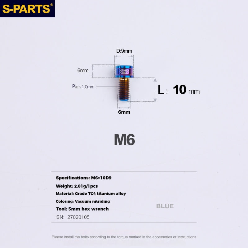 S-PARTS Lega di Titanio Cambio Freno Blocco Linea Mountain Road Bicicletta Deragliatore Anteriore Deragliatore Posteriore Vite di Compressione