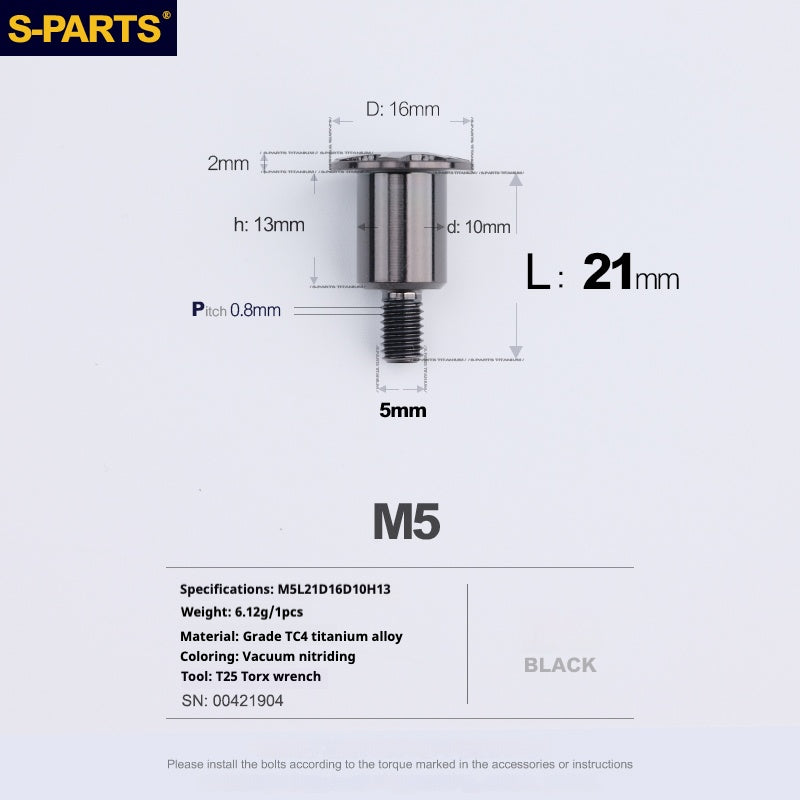 SPARTS A3 Umbrella Head Step Series M5 Viti in titanio nero per motociclette e auto