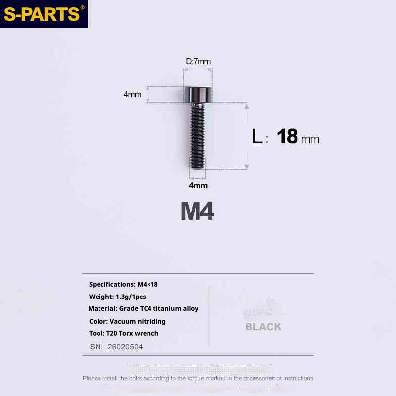 SPARTS Column Head Series M4 L06-50mm Titanium Screws