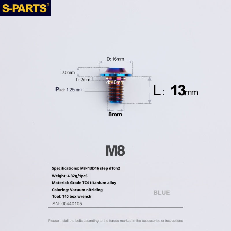 SPARTS A3 Umbrella Head Step Series M8 Viti in titanio blu per motociclette e auto