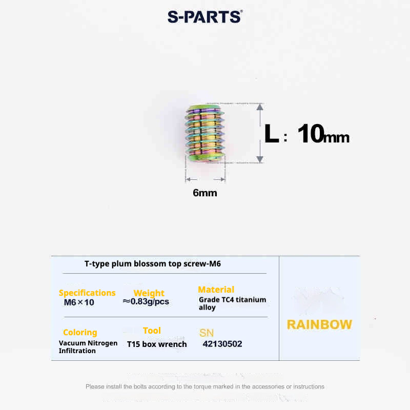 SPARTS Outil de Plombier en T T15 Fil supérieur plat M6 L08-10-12-16 Vis en titane