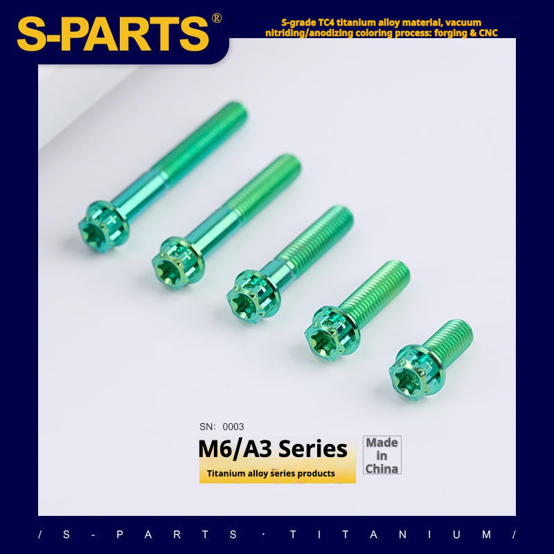 Viti in titanio verde SPARTS A3 Series M6 L08-120mm per motociclette e auto