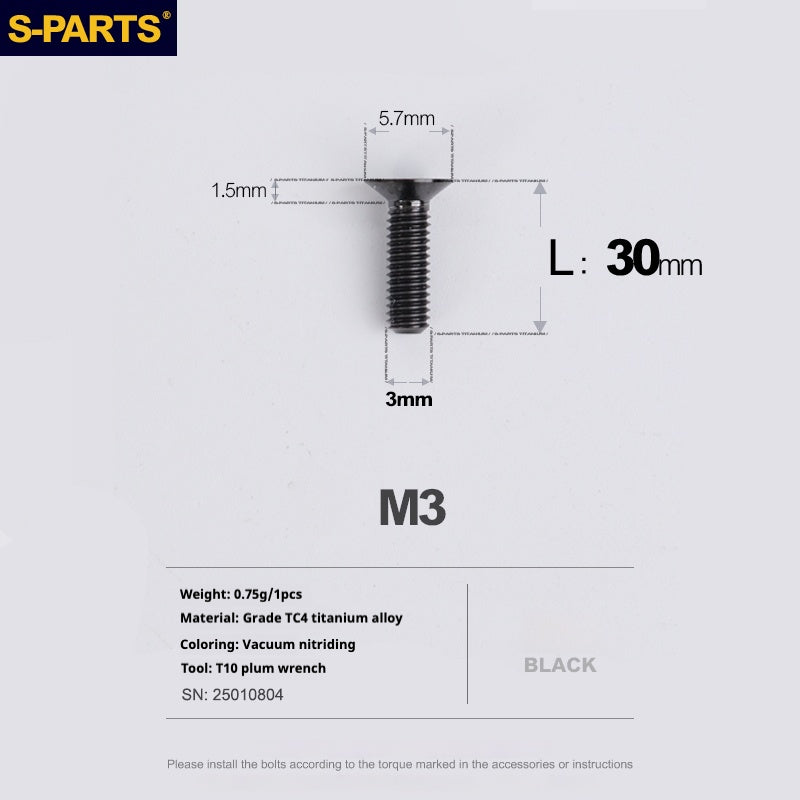 Viti in lega di titanio SPARTS serie svasata M3 L06-30mm