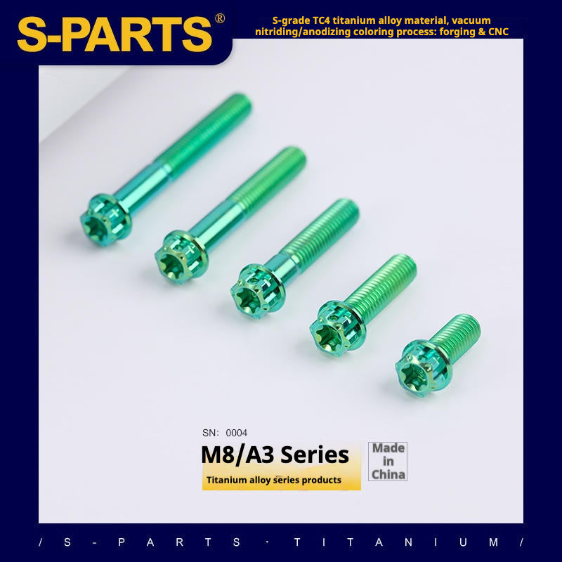 Viti in titanio verde SPARTS A3 Series M8 L10-120mm per motociclette e auto