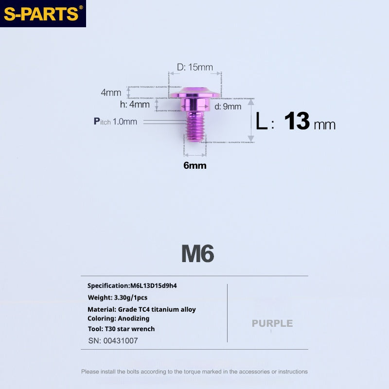 Viss SPART A3 Tête Parapluie Série Step M6 Titane Violet Moto Auto