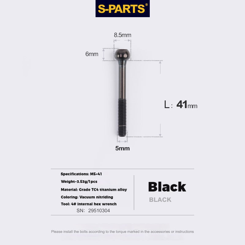 S-PARTS Parafusos de Titânio M5 x 30/35/40/47mm & Porca Cilíndrica & Arruela para Canote de Selim de Bicicleta