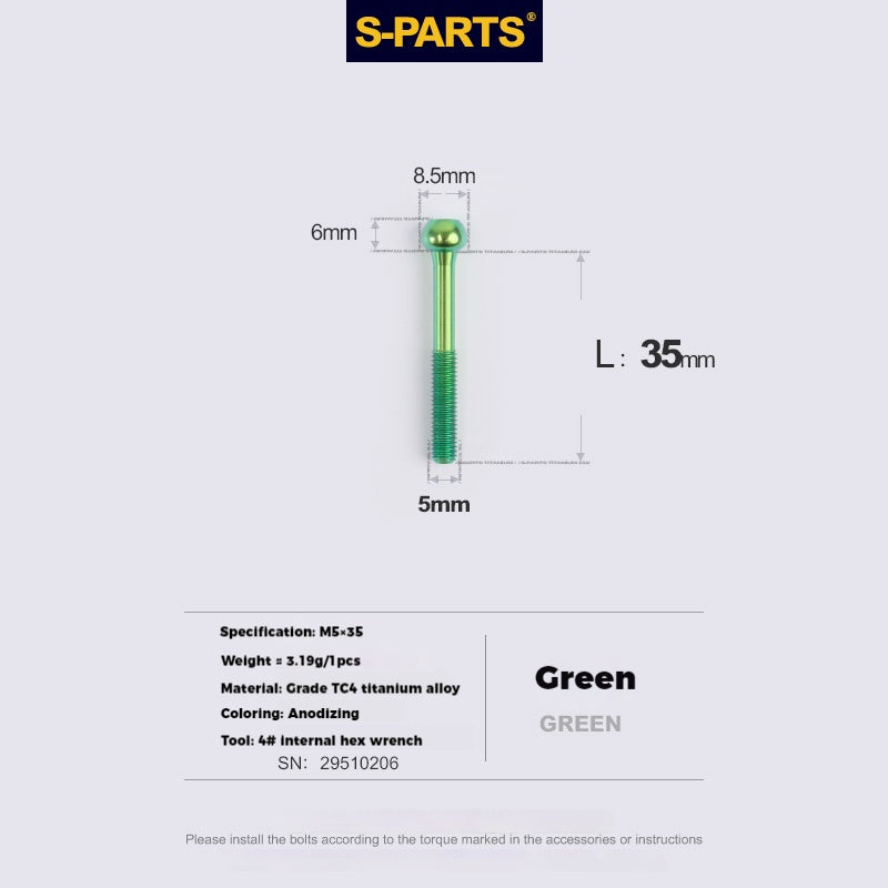 S-PARTS Parafusos de Titânio M5 x 30/35/40/47mm & Porca Cilíndrica & Arruela para Canote de Selim de Bicicleta