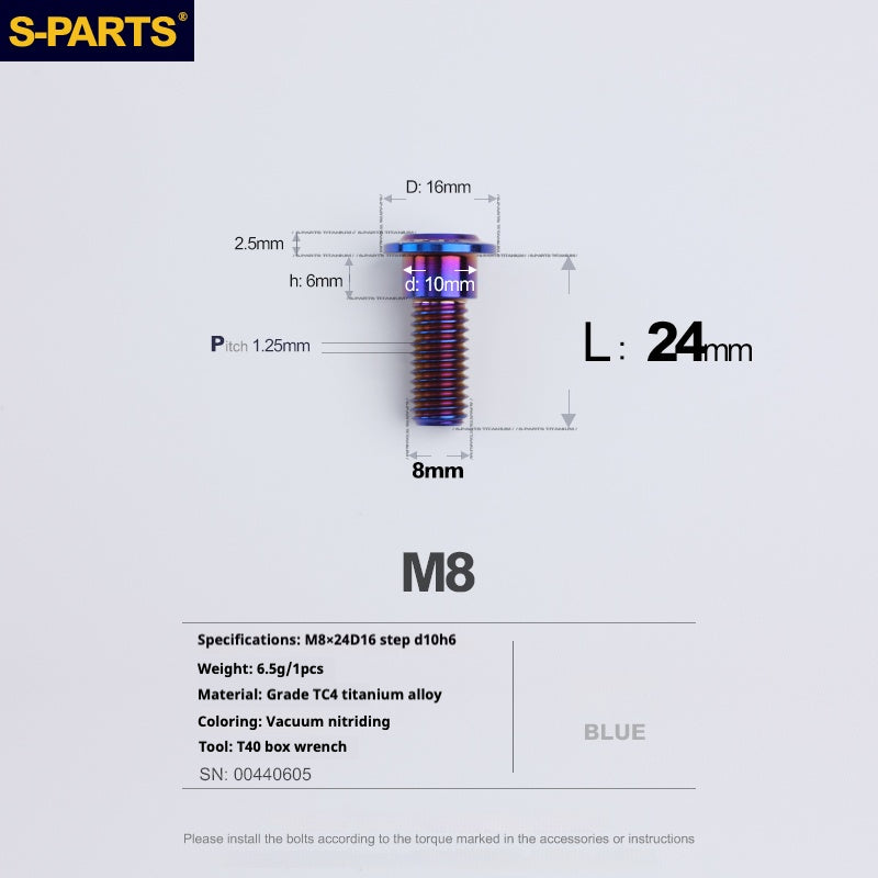 SPARTS A3 Umbrella Head Step Series M8 Viti in titanio blu per motociclette e auto