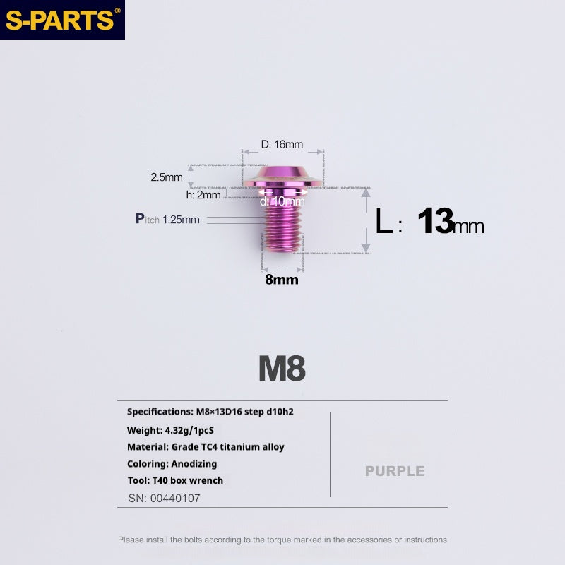 SPARTS A3 Umbrella Head Step Series M8 Viti in titanio viola per motociclette e auto