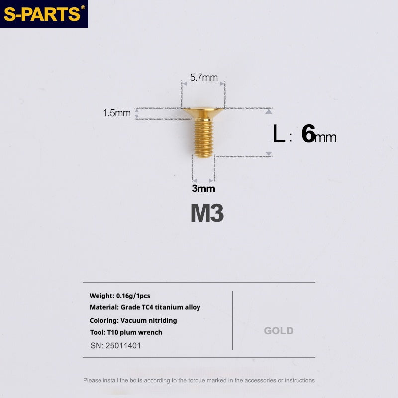 Viti in lega di titanio SPARTS serie svasata M3 L06-30mm