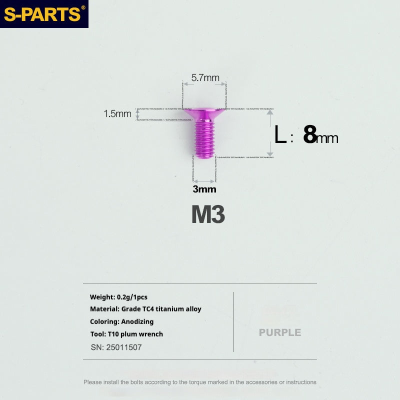 Viti in lega di titanio SPARTS serie svasata M3 L06-30mm