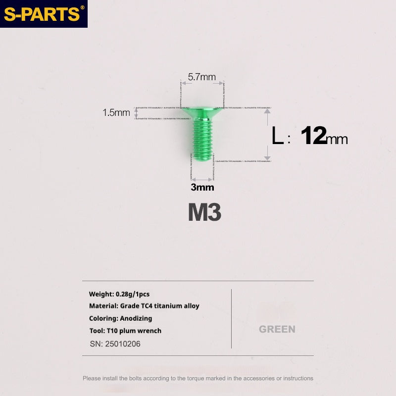 Viti in lega di titanio SPARTS serie svasata M3 L06-30mm