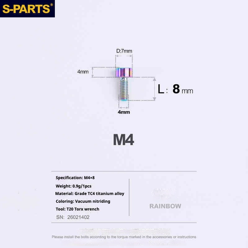 SPARTS Column Head Series M4 L06-50mm Titanium Screws