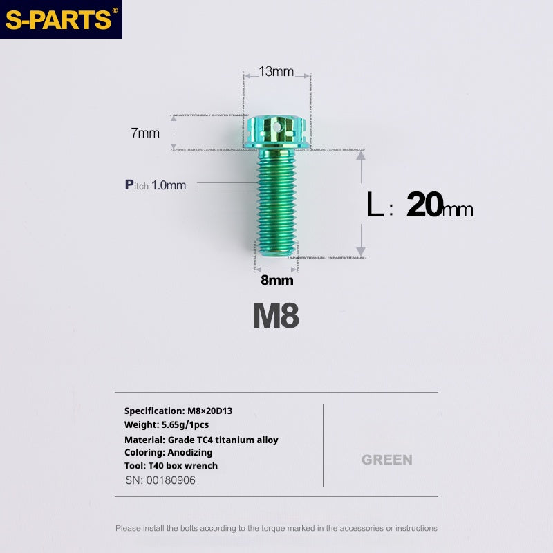 SPARTS Série A3 Parafusos de Titânio M8 L20mm P1.0 Rosca Fina para Motocicleta e Carro