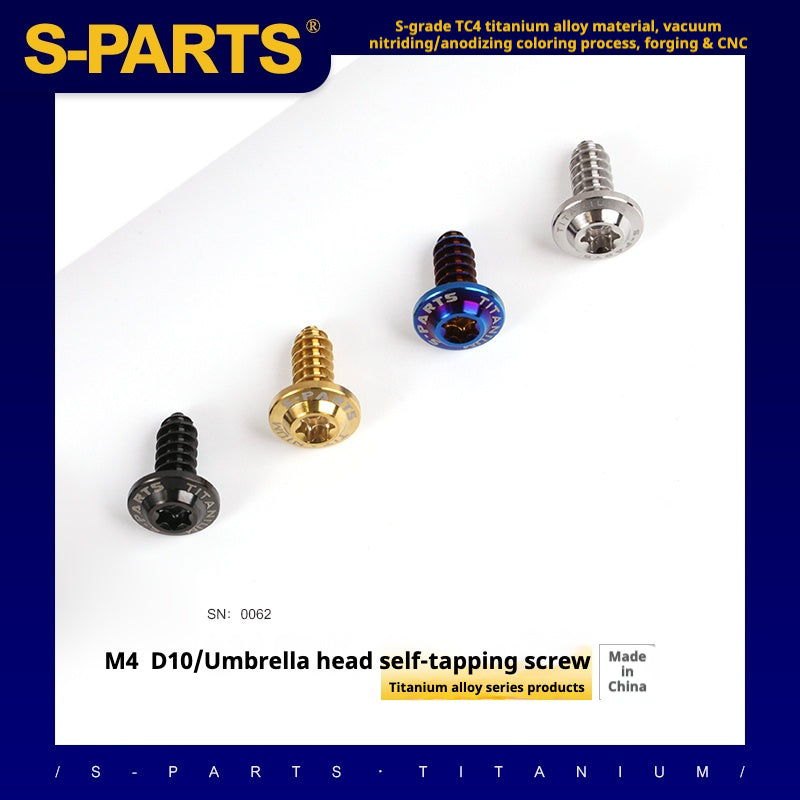 Vis auto-taraudeuses SPART A3 à tête parapluie, série fil, M4 L12-20mm D10 en titane pour moto et auto