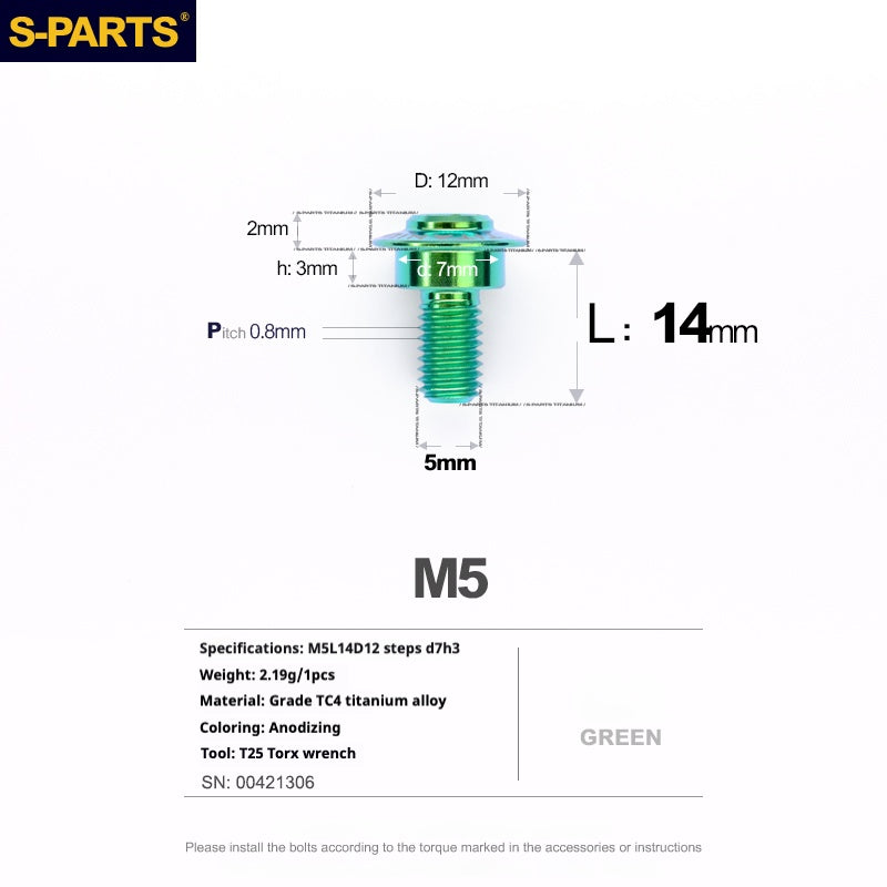SPARTS A3 Umbrella Head Step Series M5 Viti in titanio verde per motociclette e auto